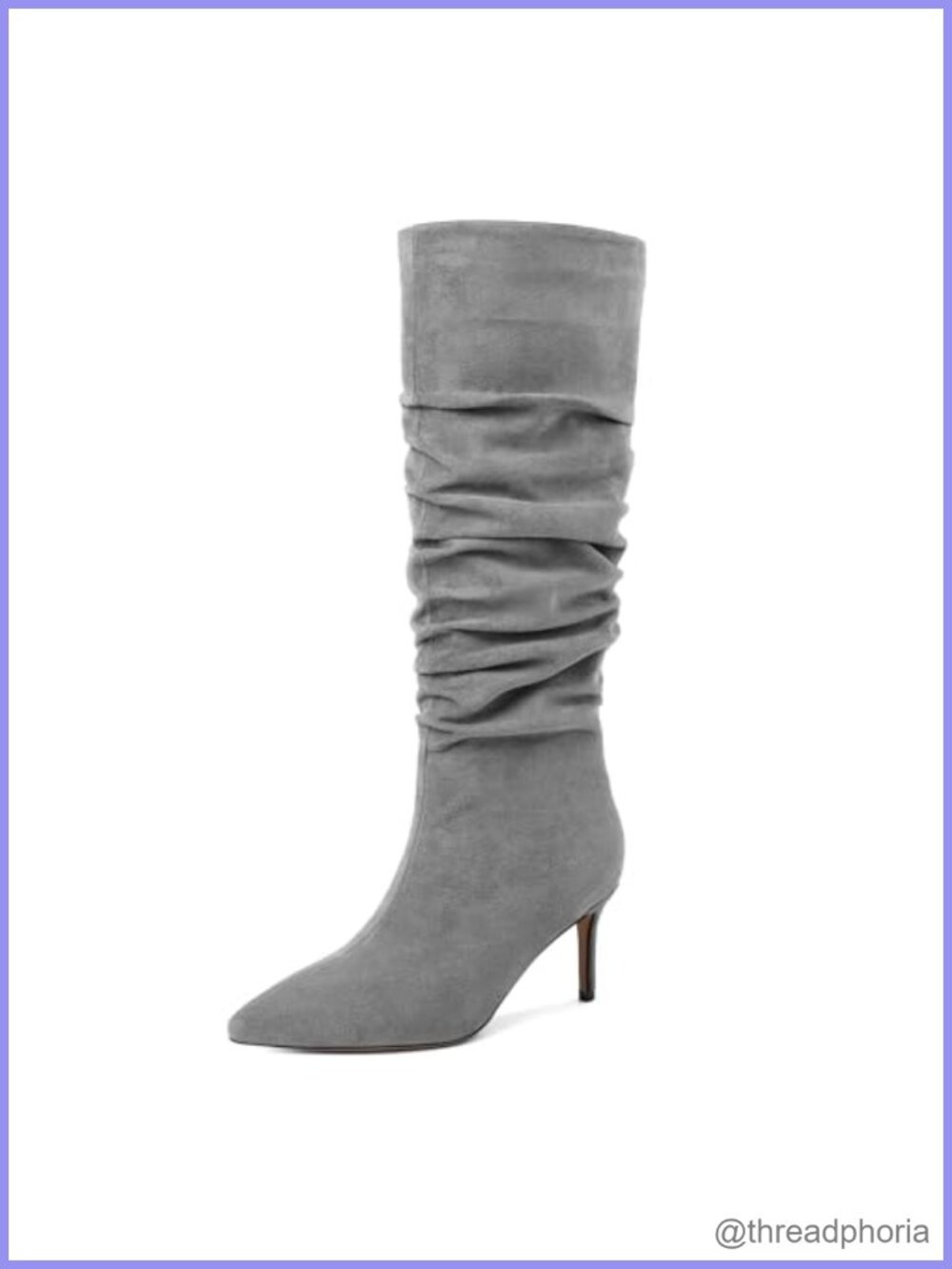 Women's Slouchy Knee High Boots Kitten Heel Pointed Toe Mid Calf